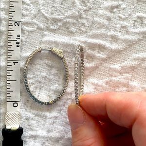 diamonds oval hoop earrings